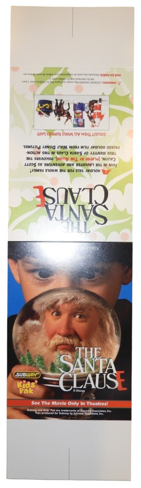 NEW 1994 The Santa Clause Subway Table Tent Promo In Store Only Item Tim Allen