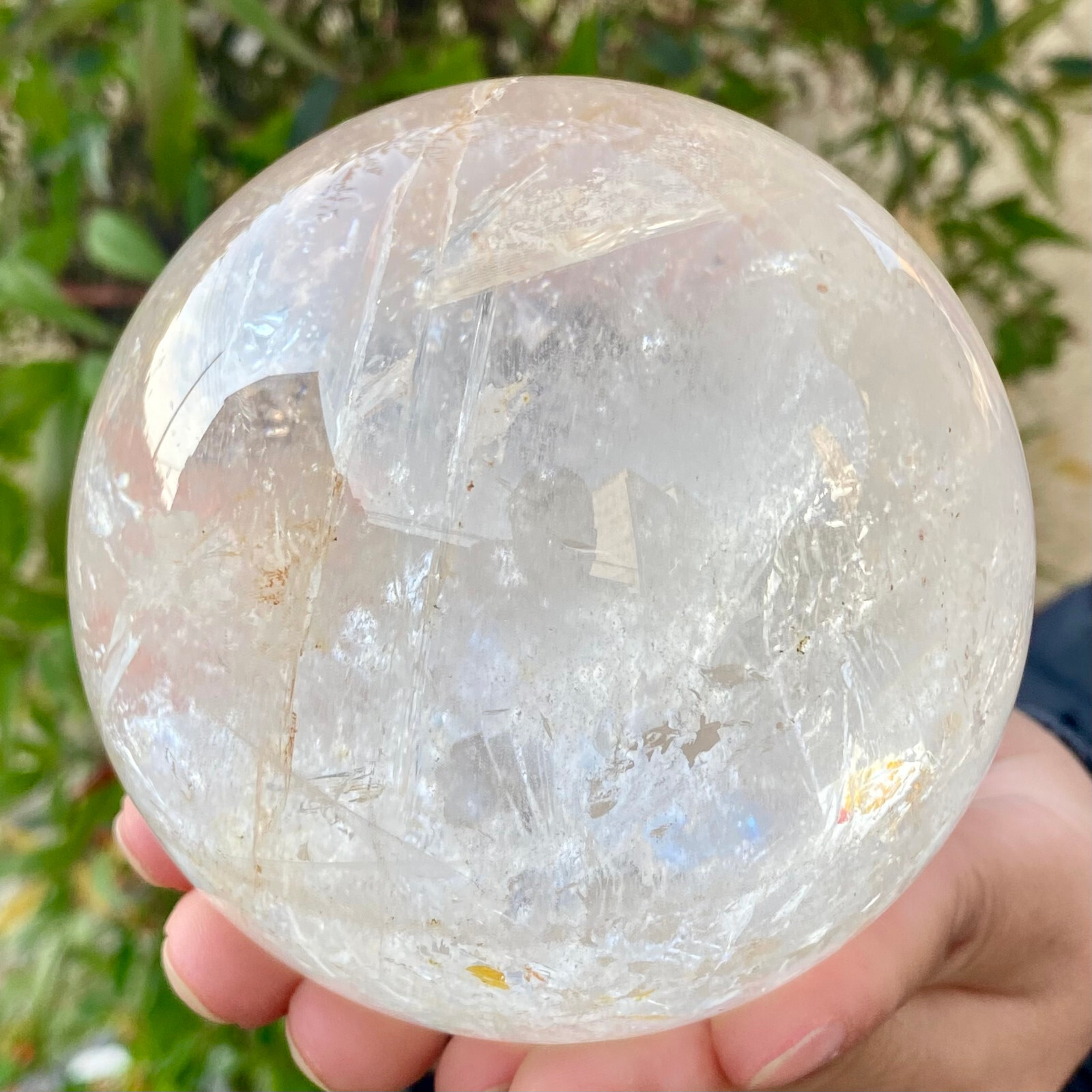 2.85LB Natural White Crystal Clear Quartz Crystal Sphere Ball Healing