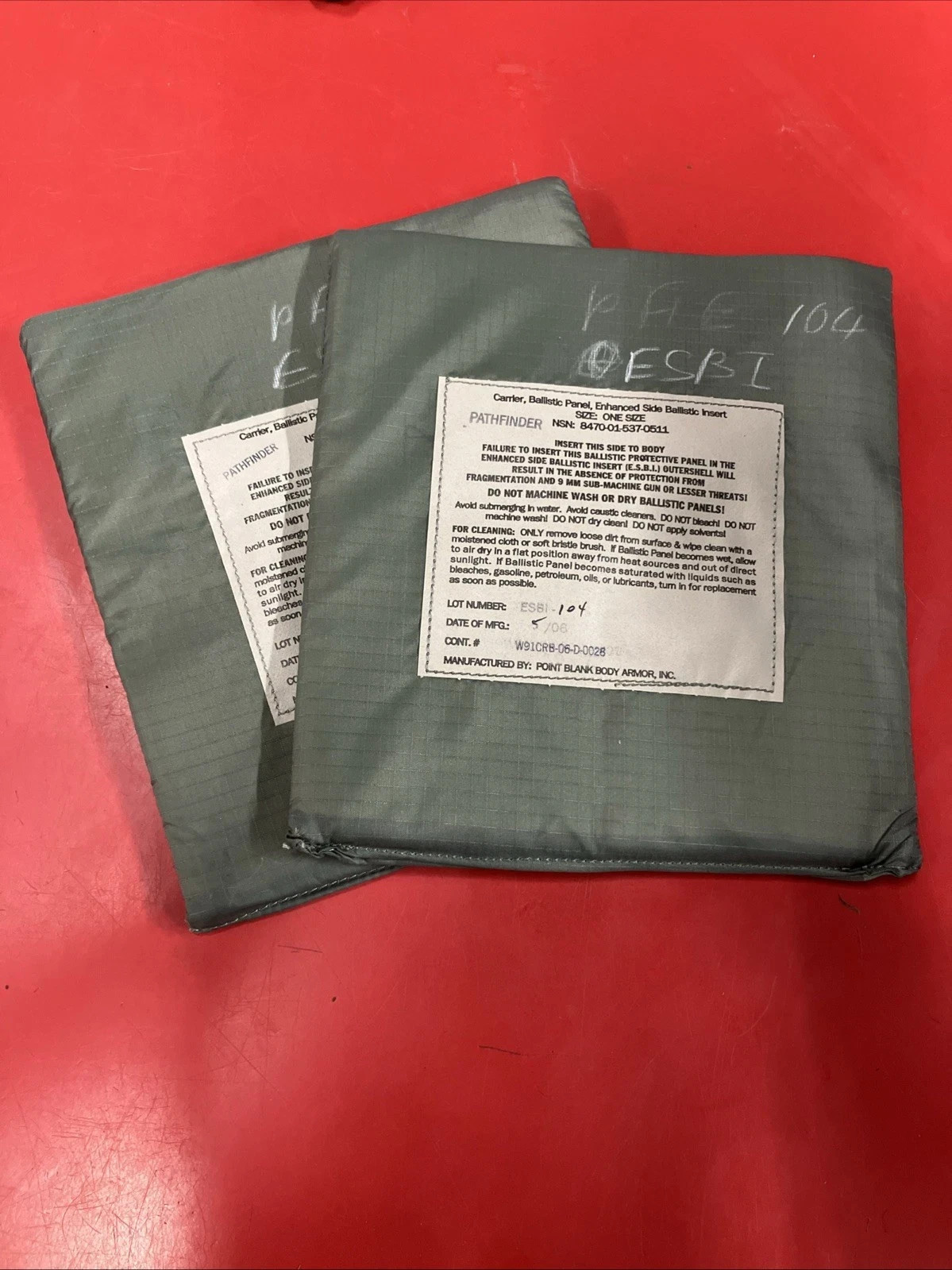 Plate Carrier Soft Insert LEVEL 3A PROTECTION lot 144 set of 2