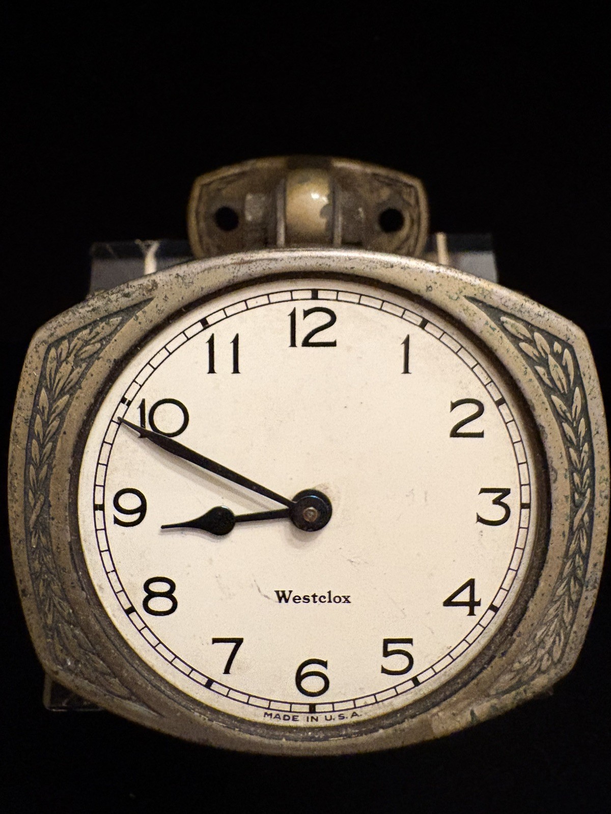 VINTAGE WESTCLOX CAR DASHBOARD MOUNT CLOCK ART DECO-FORD/CADILLAC/CHRYSLER-WORKS