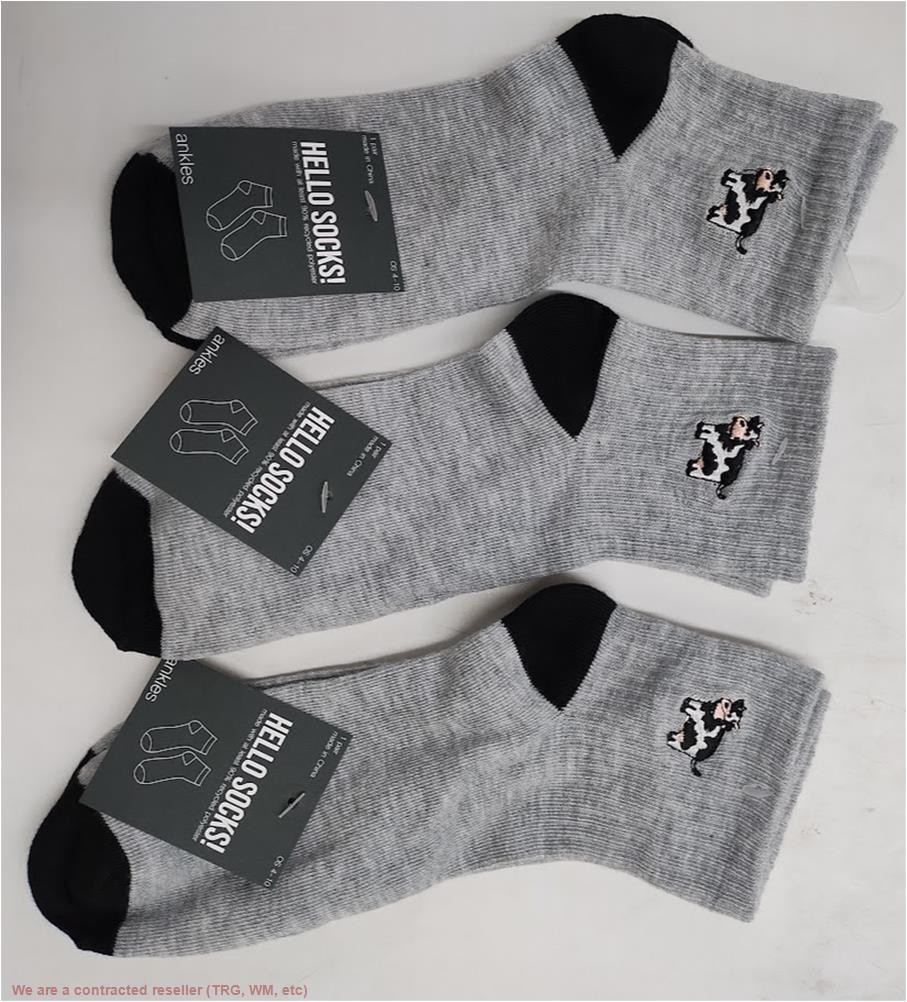 LOT OF 3 Women's Embroidered Cow Ribbed Ankle Socks 4-10 *SEE DEAL*
