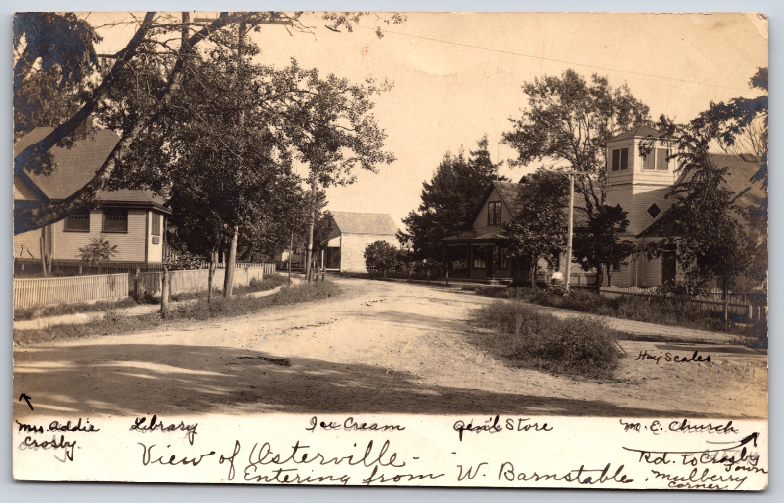 Post Card - View Entering from West Barnstable, Osterville, Massachusetts