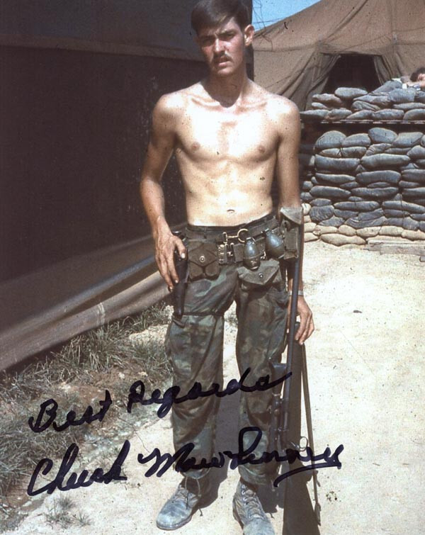 CHUCK MAWHINNEY SIGNED AUTOGRAPHED 8x10 PHOTO FAMOUS MARINE SNIPER BECKETT BAS