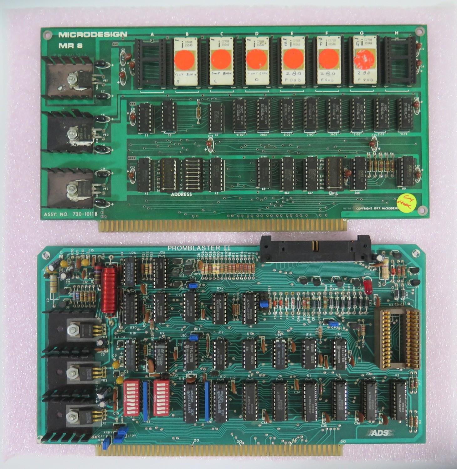 Rare Vintage S-100 PROM card with 6 Ceramic 2708's, and Promblaster II card