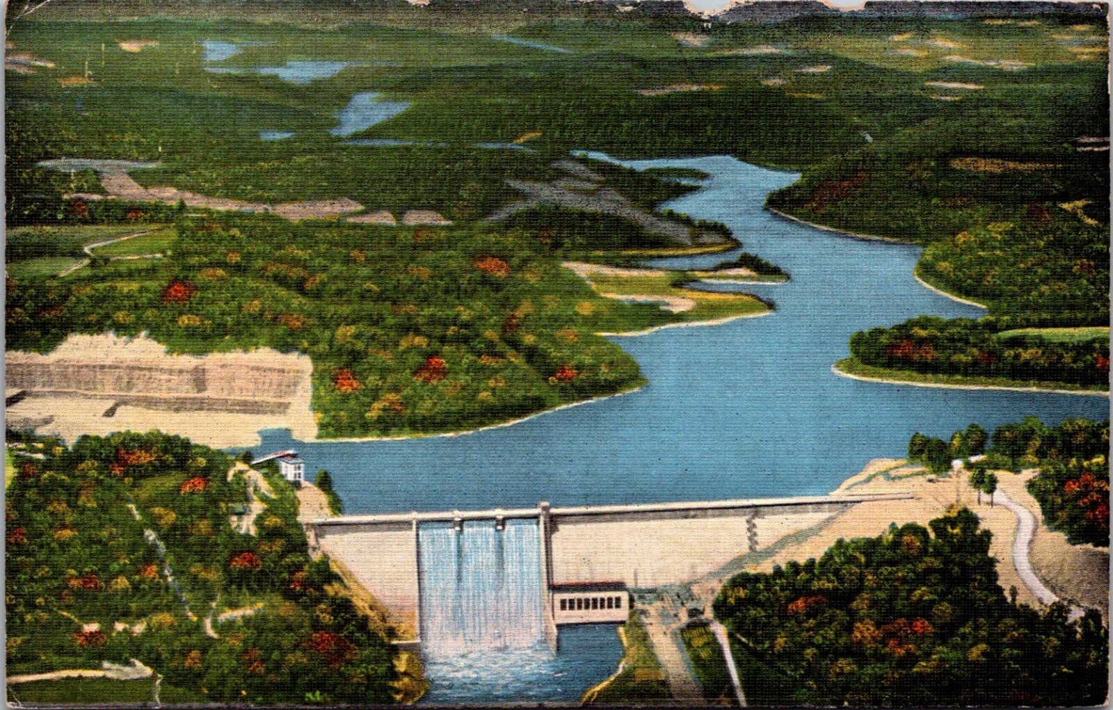 Norris, TN Norris Dam Aerial View Postcard