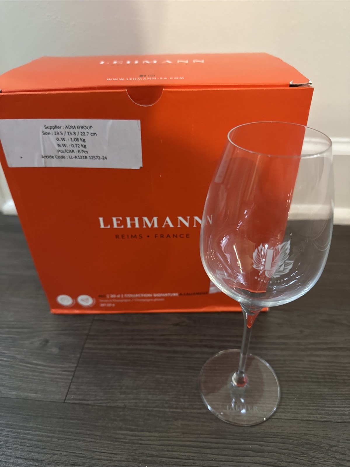 Branded Lehmann A Lallement M5 30cl 6 Champagne Glasses Lallier Crystal France