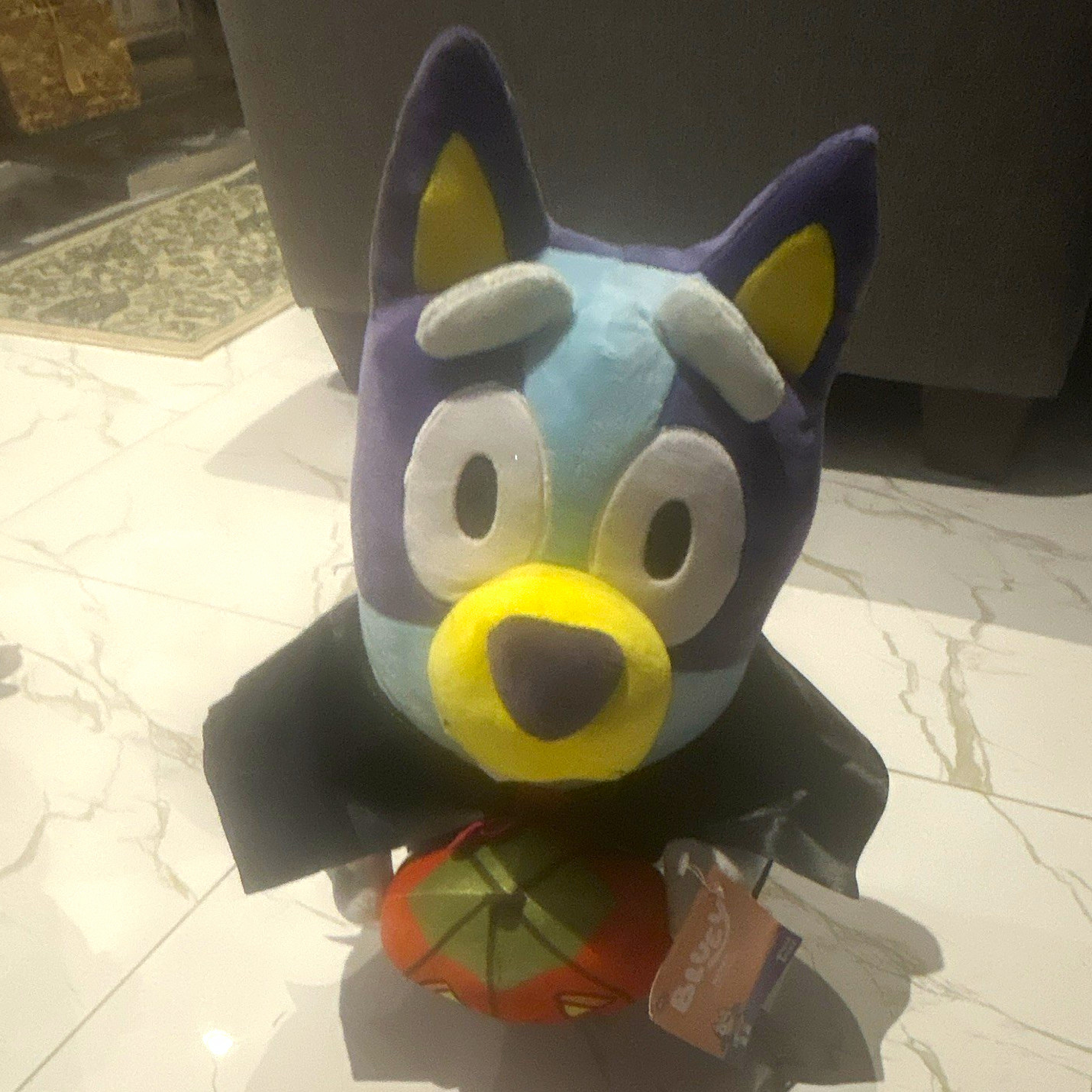 Bluey Halloween Greeter Vampire Dog Plush w/ Pumpkin Bag Bat Cape, With Tags