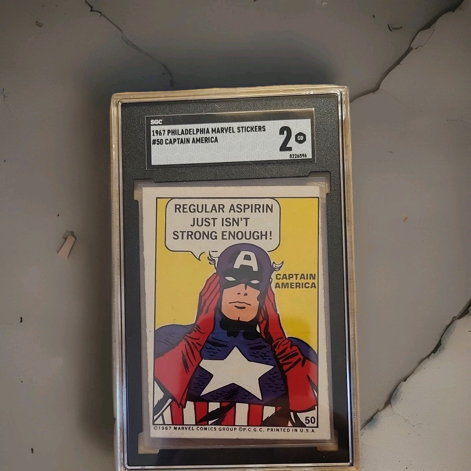1967 Philadelphia Marvel Stickers #50 Captain America Graded Sticker Card