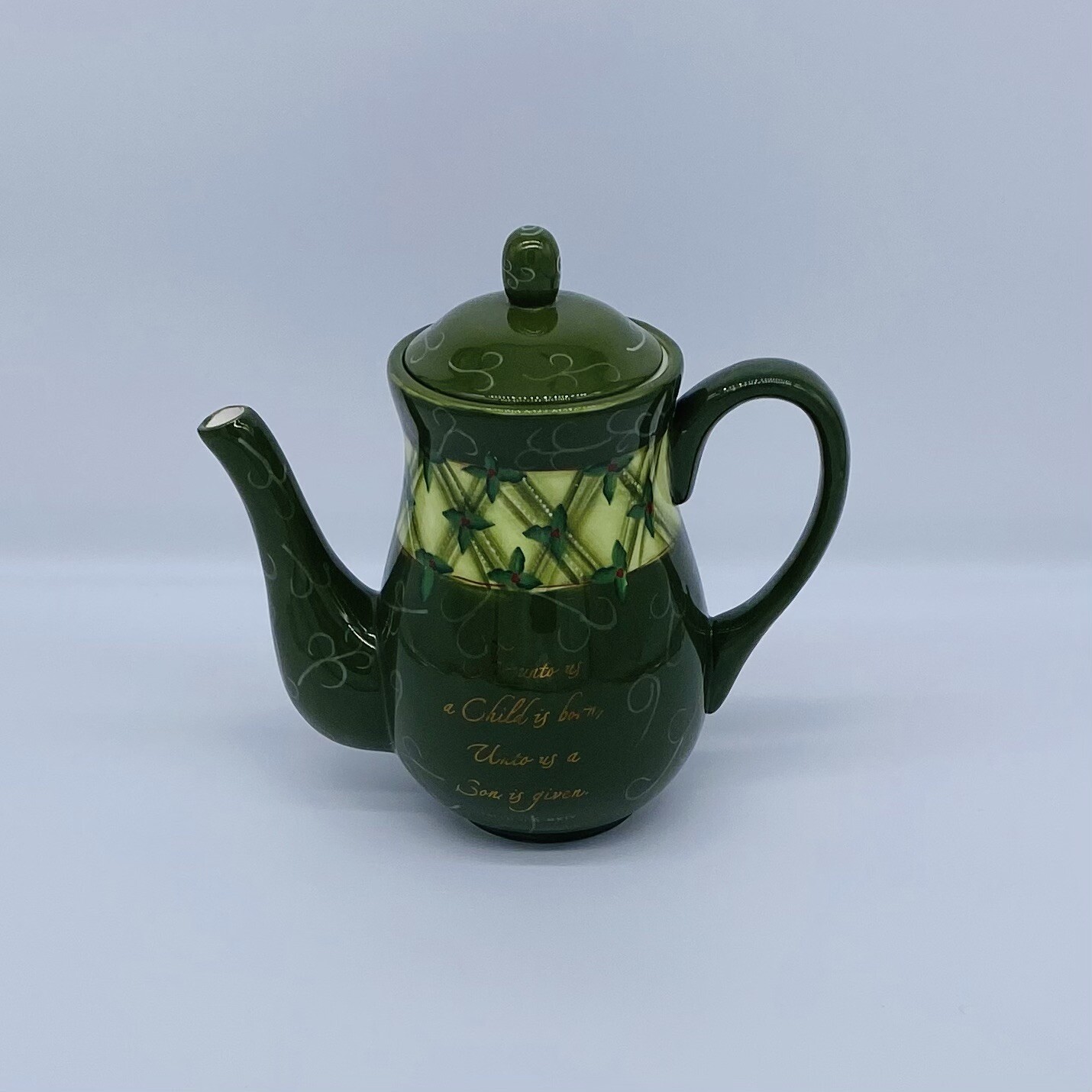 Dayspring Christmas Teapot “For unto us a Child is born, Unto us a Son is given”