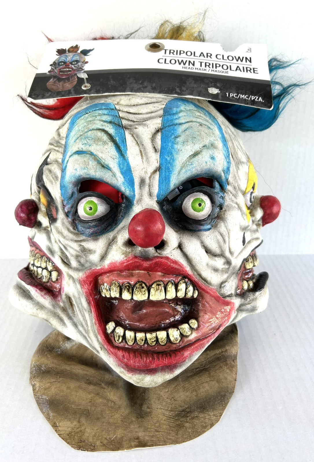 Three Faces Clown Full Face Latex Mask Scary Halloween Mask Tripolar Clown