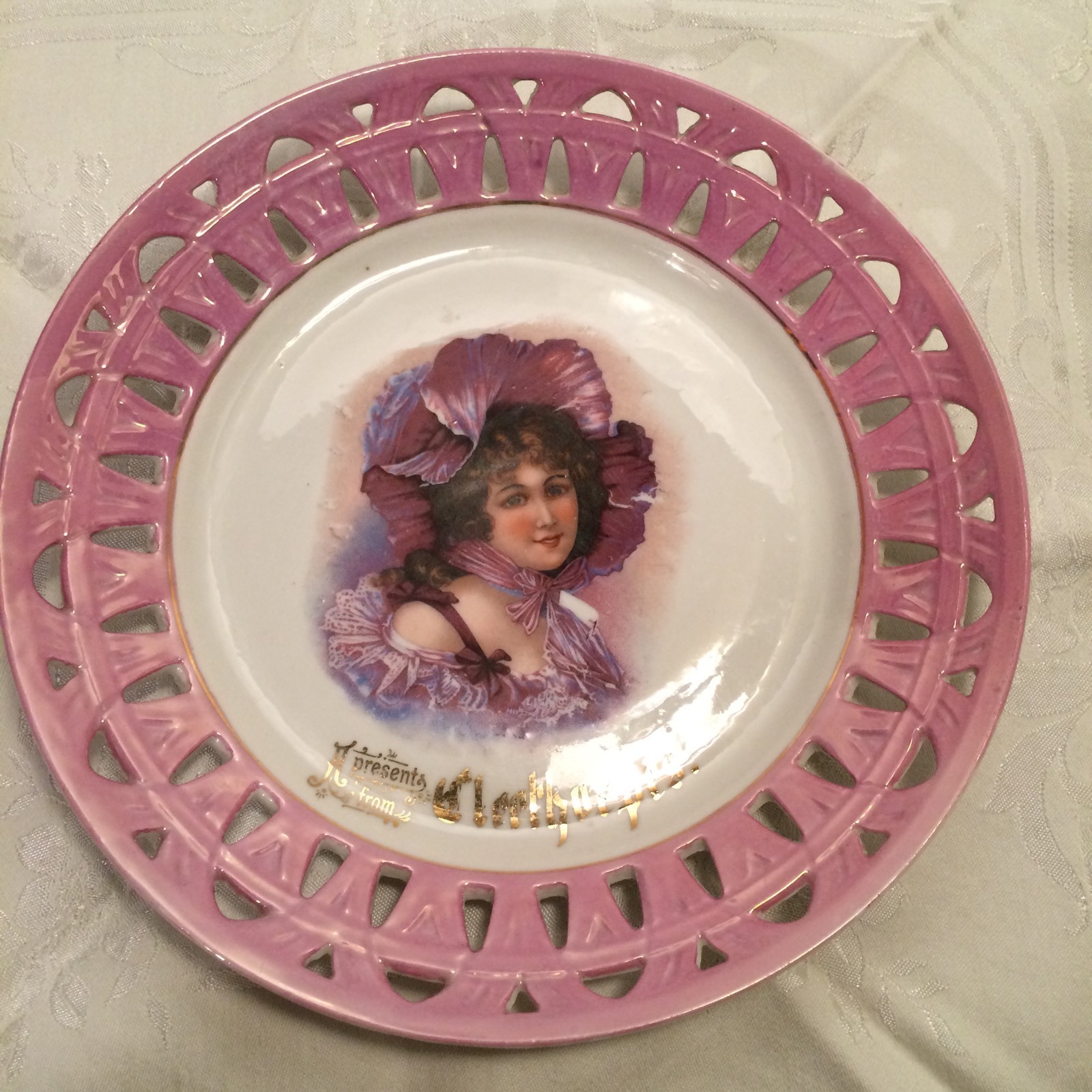 Advertising Victorian Luster Plate -Entertainment Cleethorpes U.K.