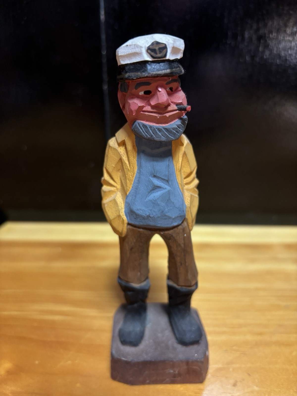 Vtg Hand Carved Wooden Sea Captain Sailor Fisherman Nautical Folk Art 6\