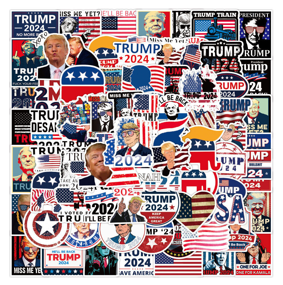 100pcs Donald Trump 2024 President Stickers Decals Car Luggage Bumper/Republican