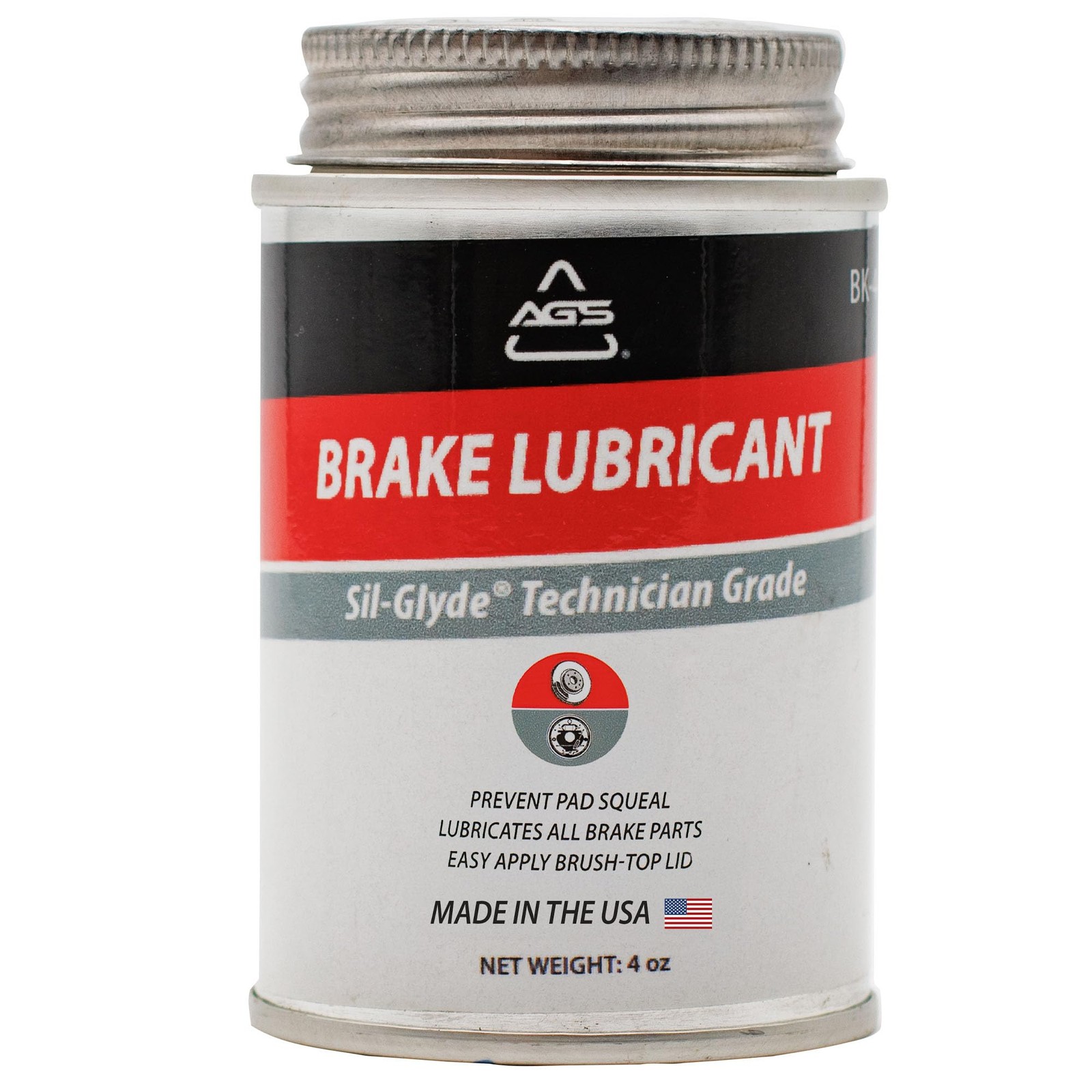 AGS Automotive Solutions 4oz Brush Top SIL-Glyde Silicone Brake Grease - AGS Automotive Solutions 4oz Brush Top SIL-Glyde Silicone Brake Grease -