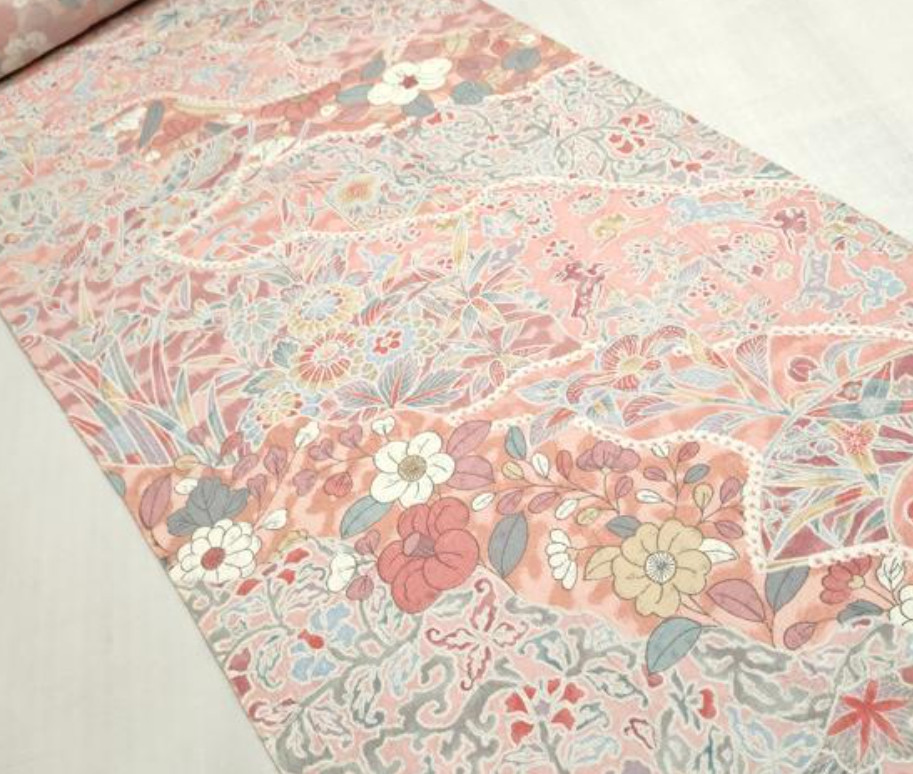 Pink Poem Silk UnUsed BOLT By the Yard Japanese Kimono Fabric BS45