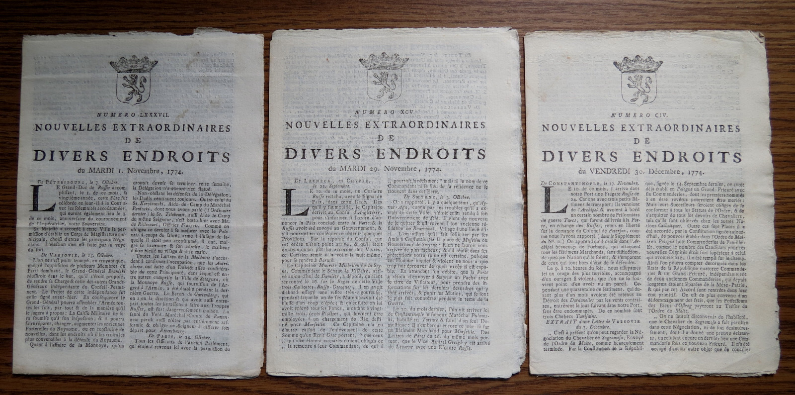NOV - DEC 1774 NEWS EXTRAORDINARY Pre Rev War 3 Newspapers Philadelphia Congress