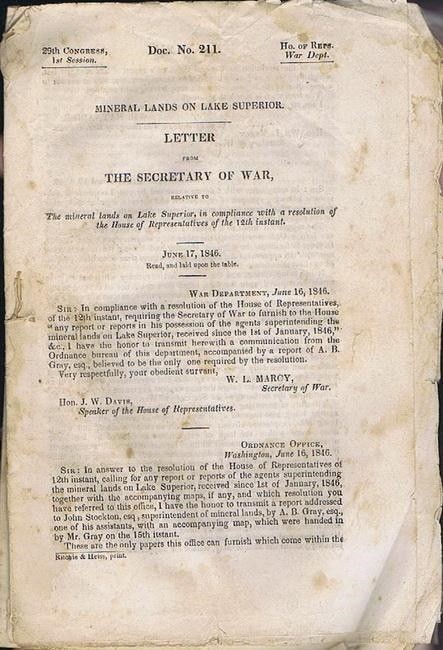 1846 Congressional Report Mineral Lands on Lake Superior, Antique report