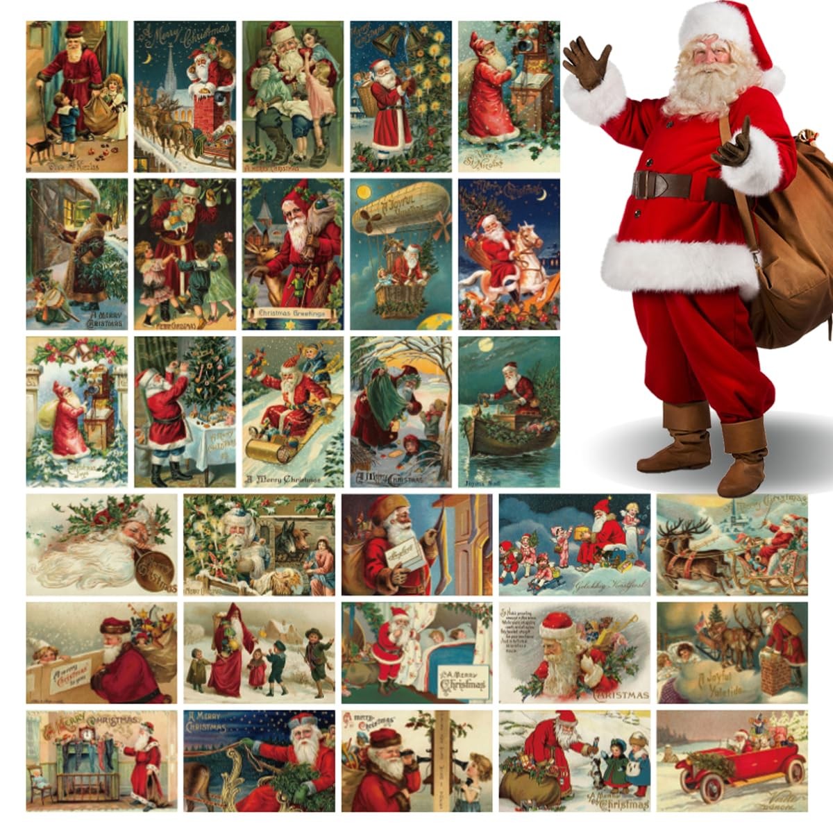 Tiejdhr 30pcs Vintage Christmas Postcards with 2 Polka Dot 105mm x 148mm, Red Tiejdhr 30pcs Vintage Christmas Postcards with 2 Polka Dot 105mm x 148mm, Red