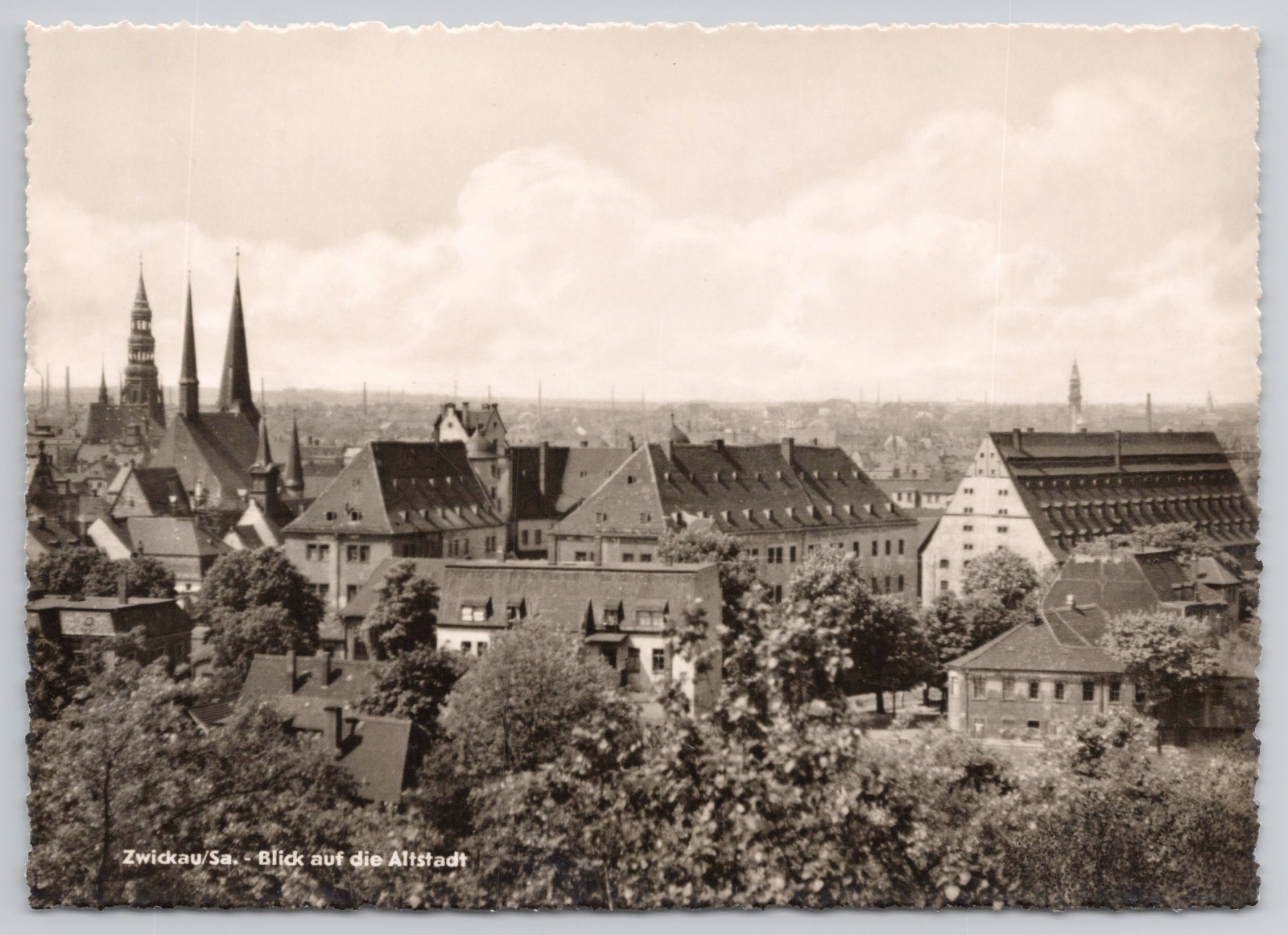 East Germany Postcard Zwickau Sachsen Blick auf die Altstadt Skyline Panorama