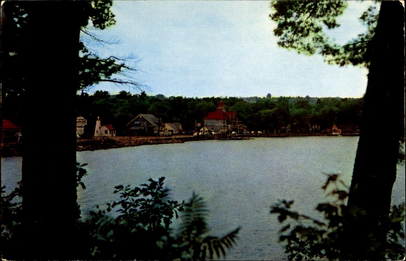 Lake view of Naples Maine ~lighthouse~gas station~Howard Johnson's