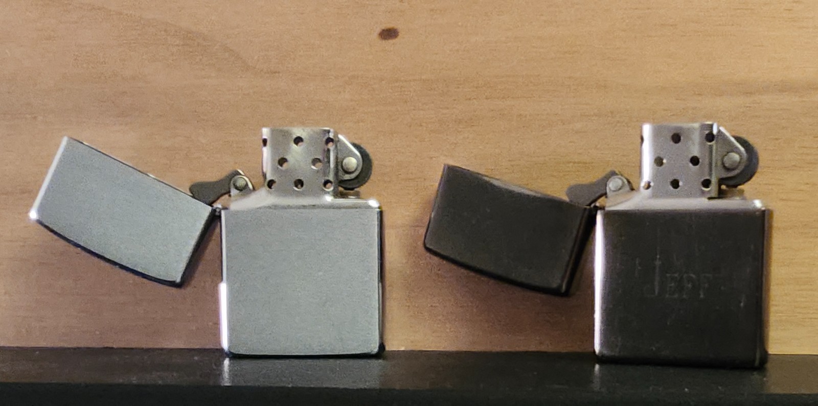 Lot of 2 Zippo Lighters Vintage 1988 H IV Monogram Jeff & Modern 2002 C 02 Plain