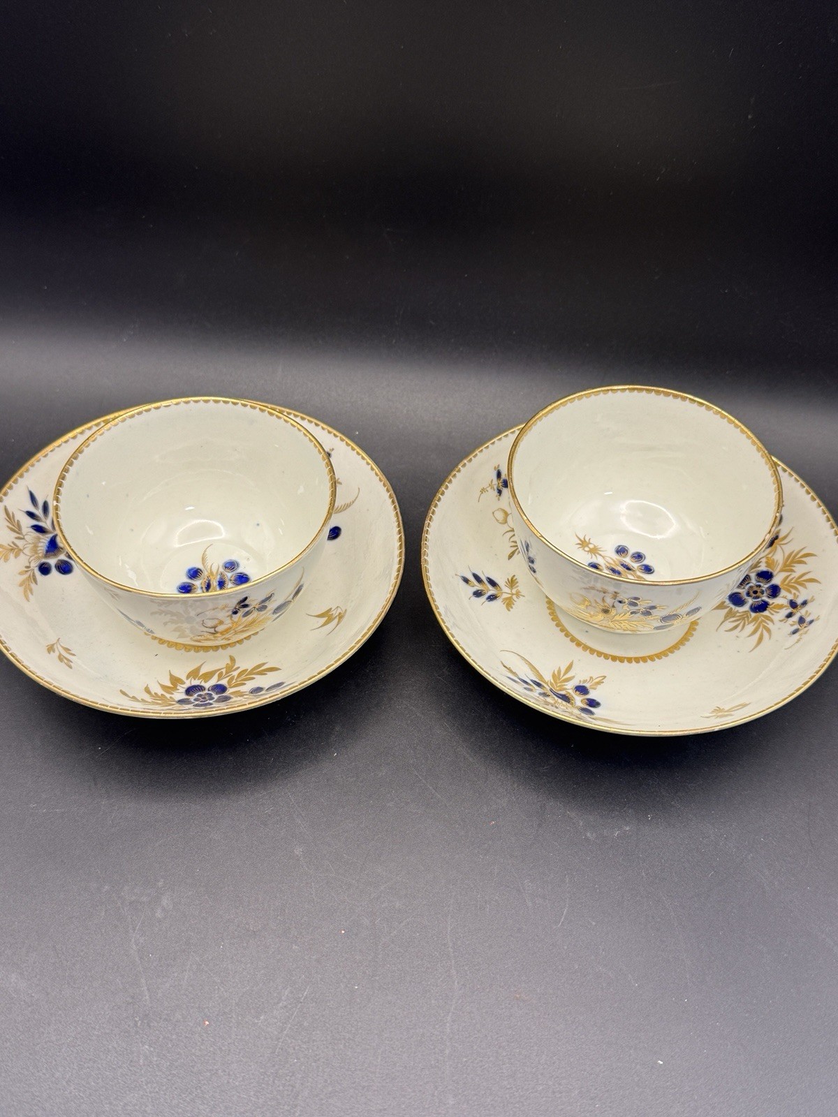2 Worcester China First Period Dr Wall Tea Bowl & Saucer Under Cup Ca. 1775-1785