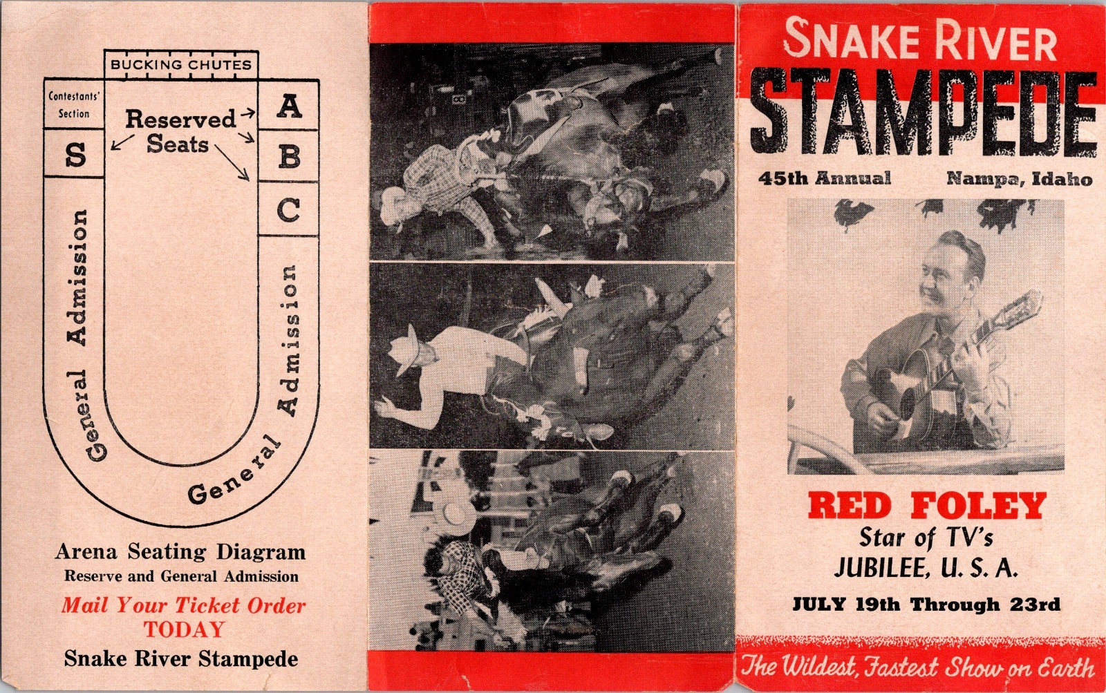 Snake River Stampede Wildest Show On Earth Nampa ID Vintage Travel Leaflet TB18