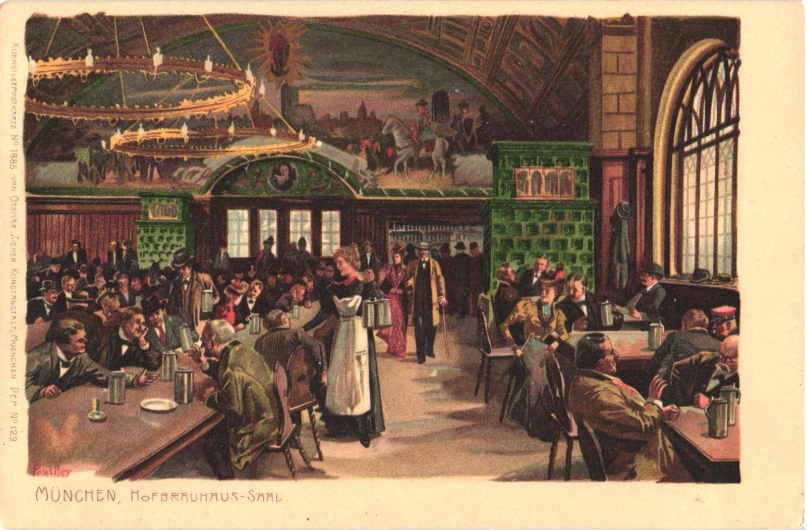 Munich Germany Hofbräuhaus Beer Hall Undivided Back Postcard c1905 Ottmar Zieher