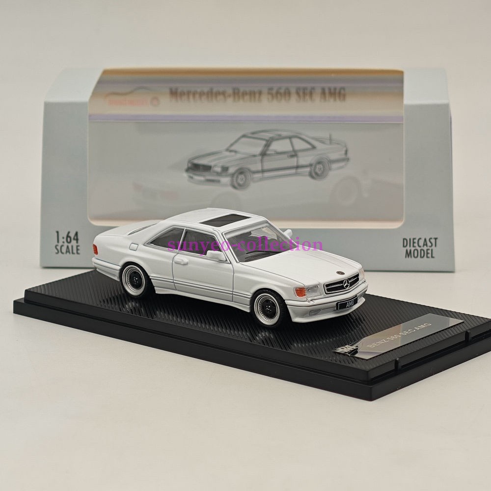 1:64 Scale 560SEC AMG W126 White Alloy Car Model - Collectible