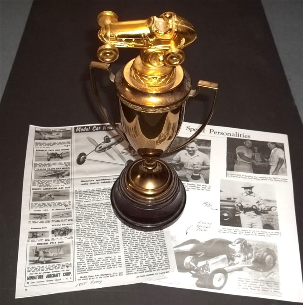 Vintage 1954 Tether Car-Bethlehem,Pa.-FOX Speedway -1st Place TROPHY 