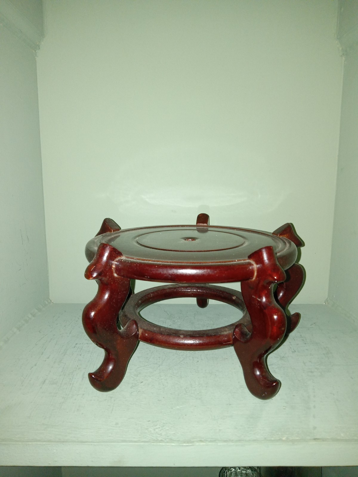 Vintage Asian lacquered wood vase stand