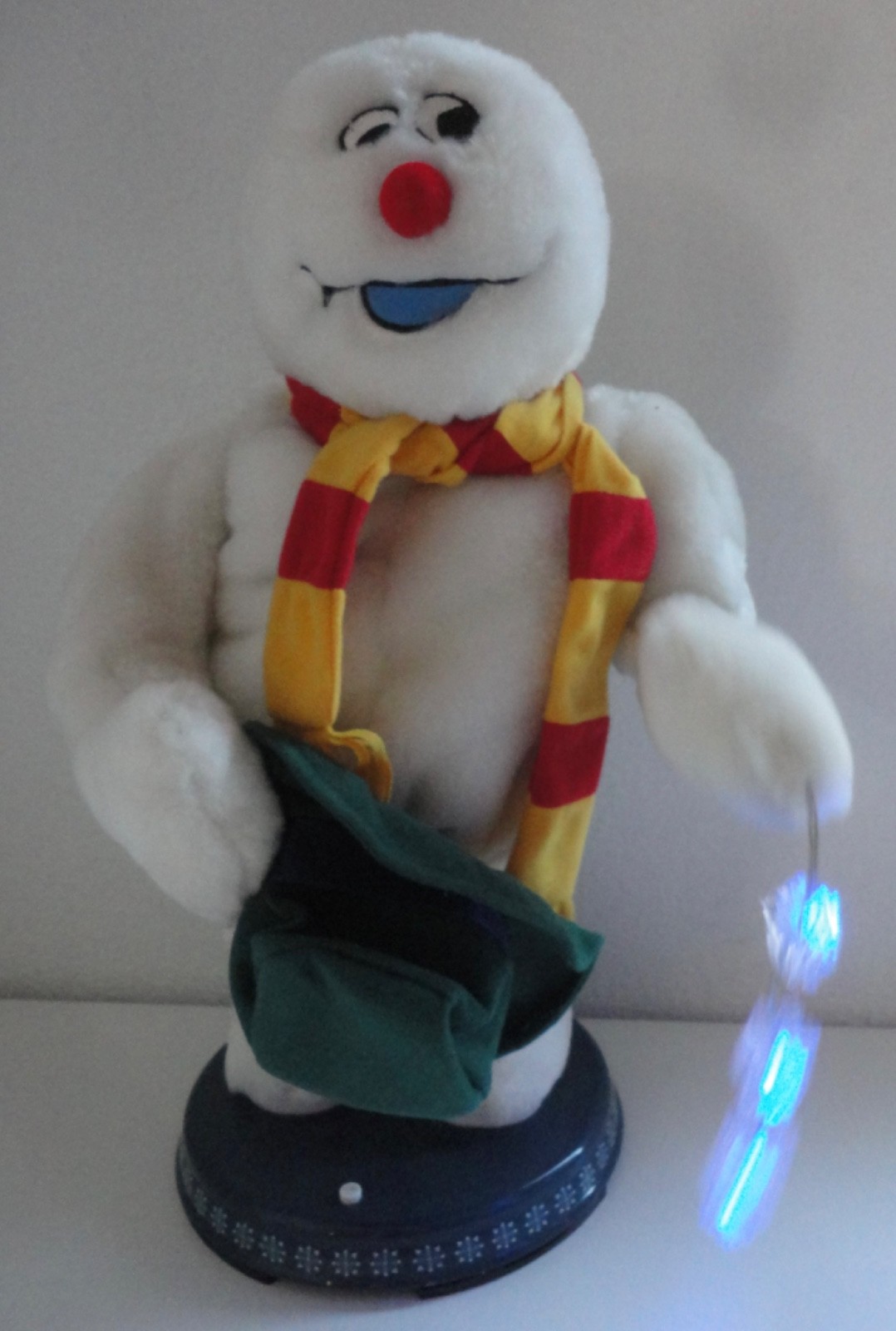 Vintage Gemmy Frosty Spinning Snowflake Animated Musical Snowman w/ Flaws