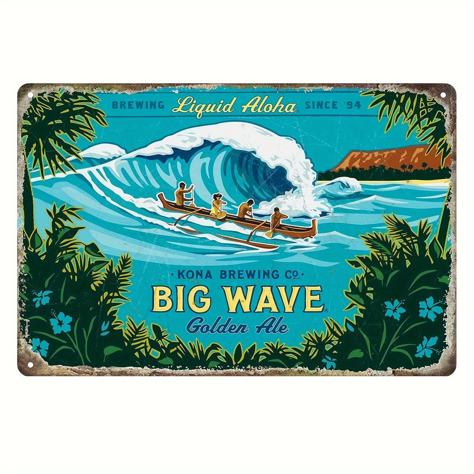 Kona Brewing Co. Big Wave Golden Ale Tin Metal Signs Home Décor 8x12