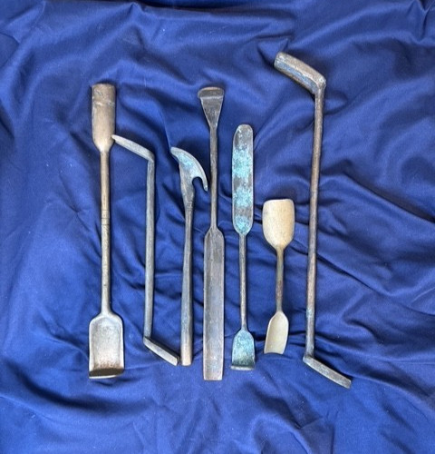 Lot of 7 Antique/Vintage Unbranded Brass Sand Casting Foundry Metal Tools