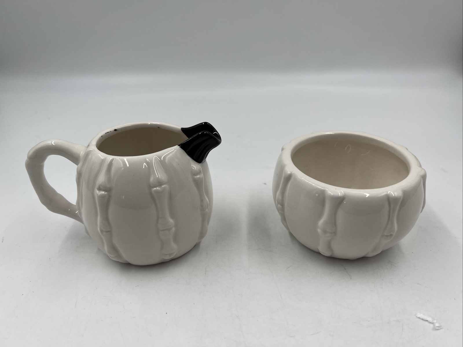 Transpac Ceramic 3in Skeleton Bone Cream and Sugar Set AA01B44011