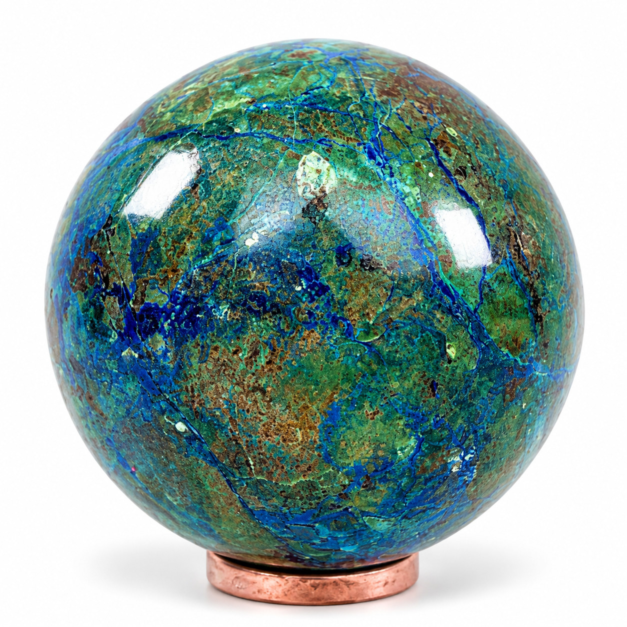 Natural Azurite Malachite Chrysocolla Gemstone Sphere Blue Crystal Ball 110g