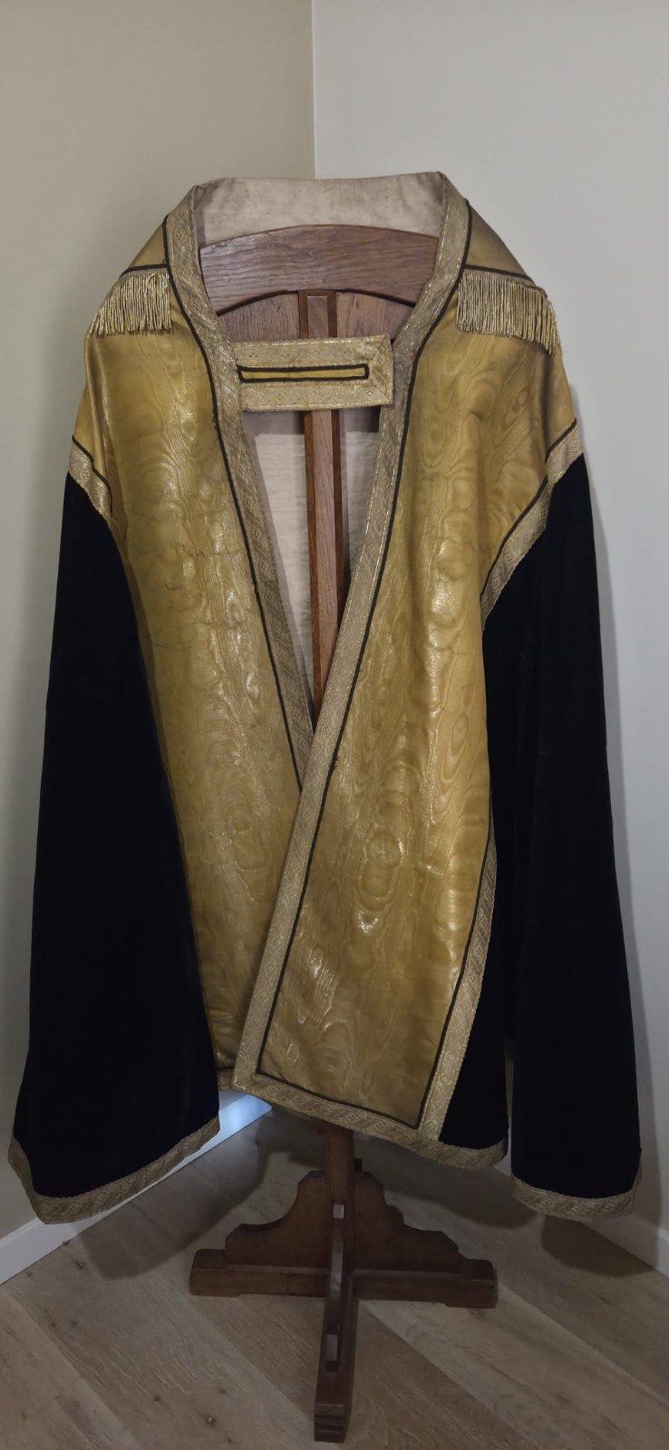 Antique French black velvet with goldbrocade cope