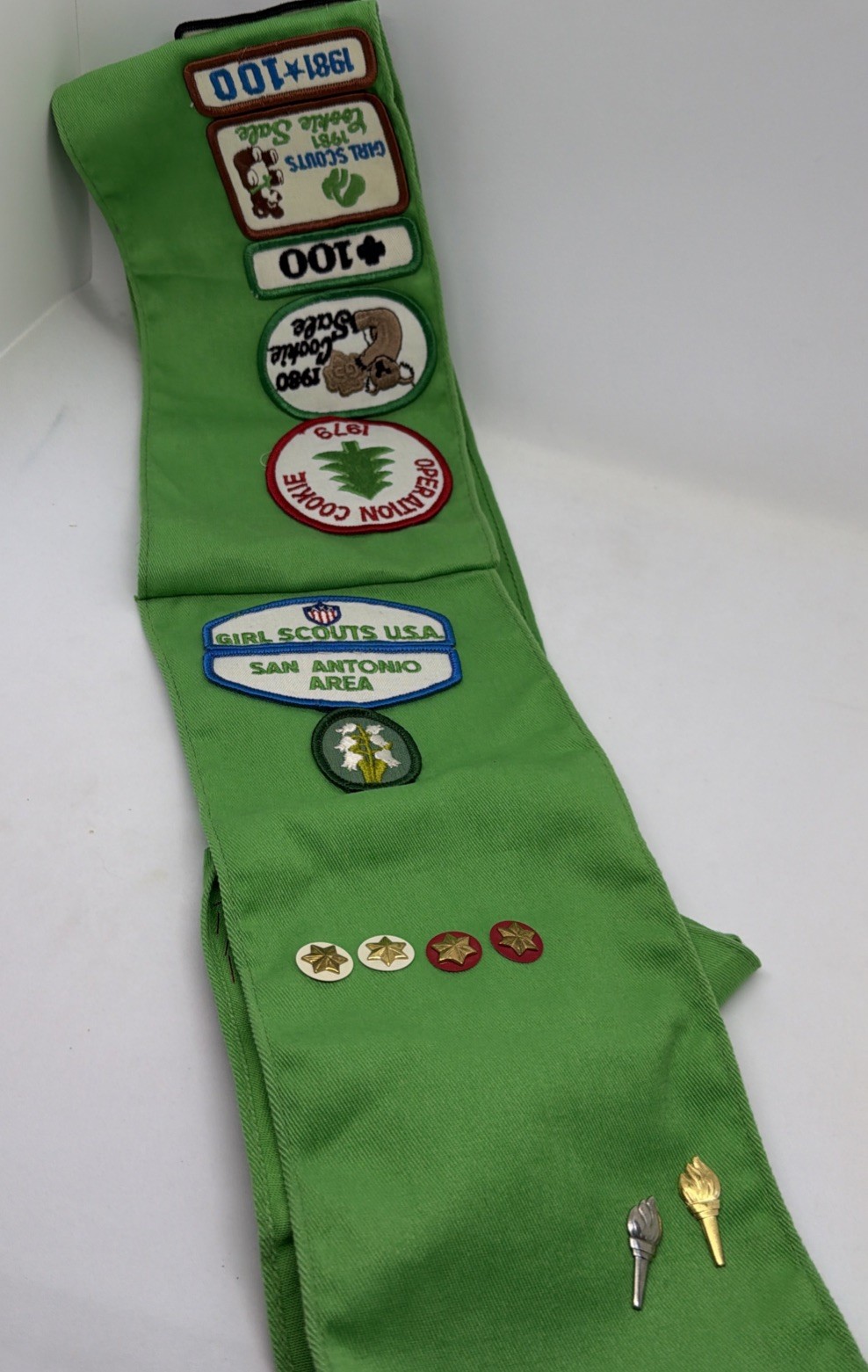 Vintage 1979-1981 Girl Scouts Sash San Antonio Area Texas Patches Pins 100+ Club