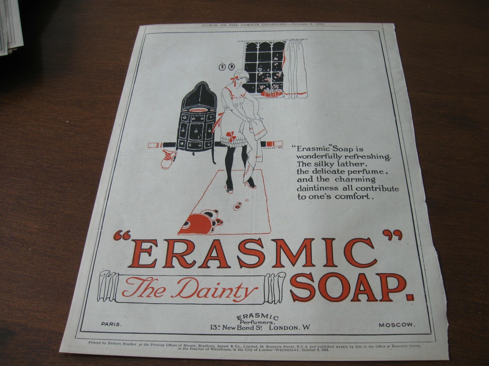 1918 Original Advertising AD - ART DECO Style GLADYS PETO Girl Bath Bathing SEE