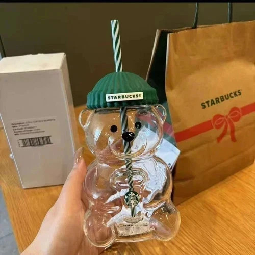 Original Starbucks Bearista Limited Edition Bear Glass Cold Cup