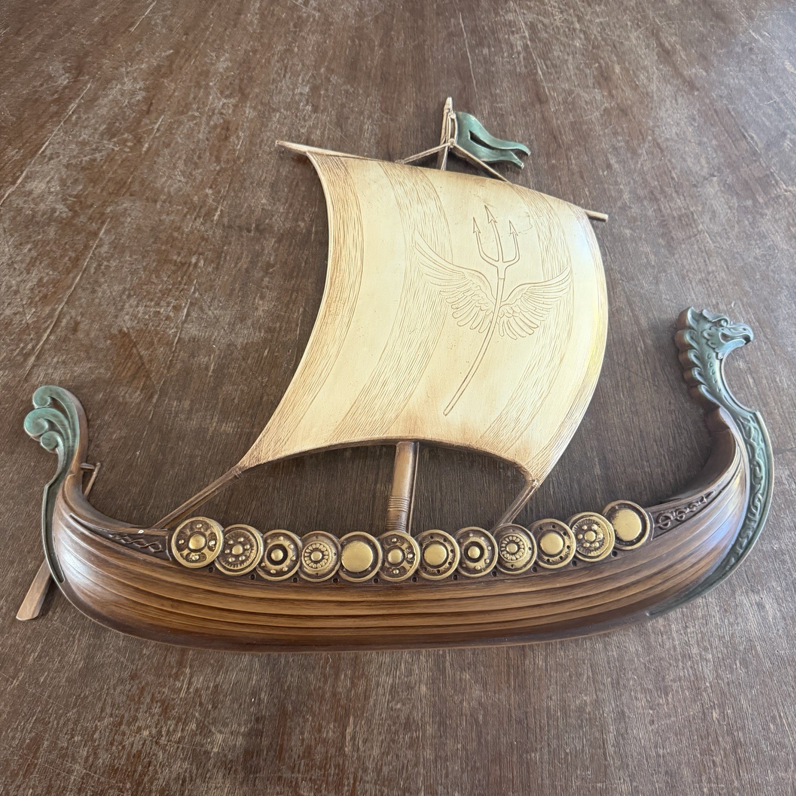 Vintage Syroco MCM Viking Ship Wall Hanging Mid Century Plastic 60s Nordic Art