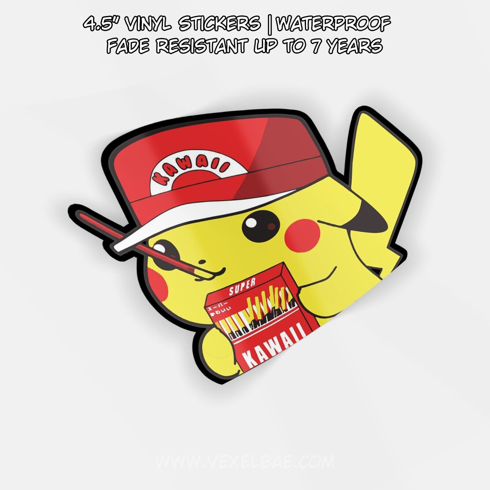 Pikachu Eating Pocky | Cute Waterproof Vinyl Anime Peeker Sticker Decal