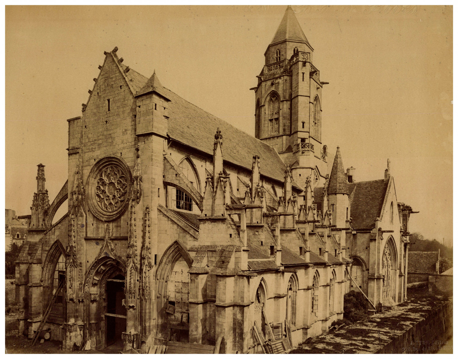 France, Caen, Ancienne Église Saint-Étienne vintage albumen print album print