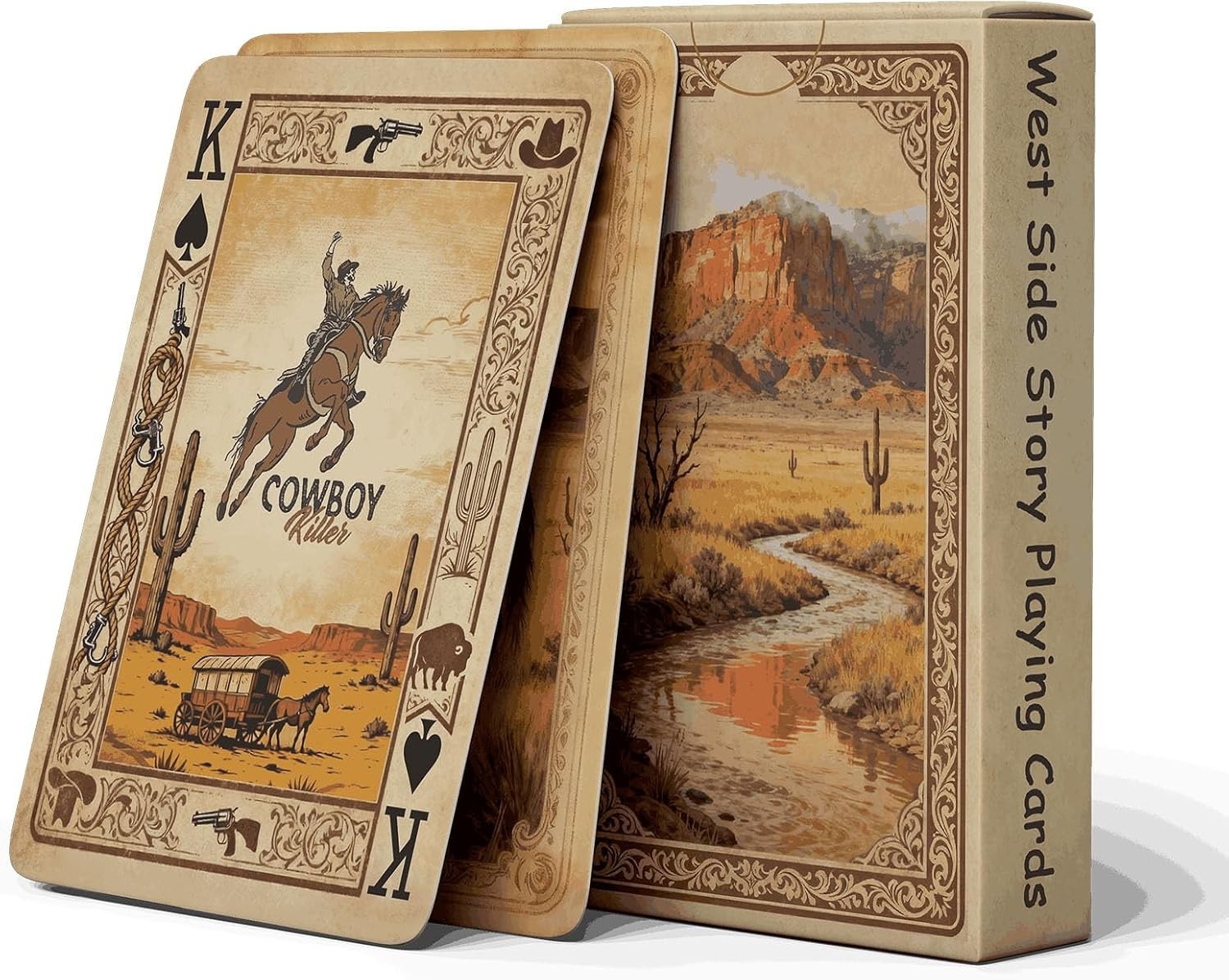 Vintage Style Playing Cards, Western Cowboy Themed Poker Cards, Smooth Hand F...