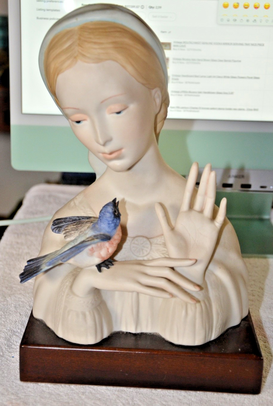 c1960s Cybis Madonna with Blue Bird Porcelain Bust