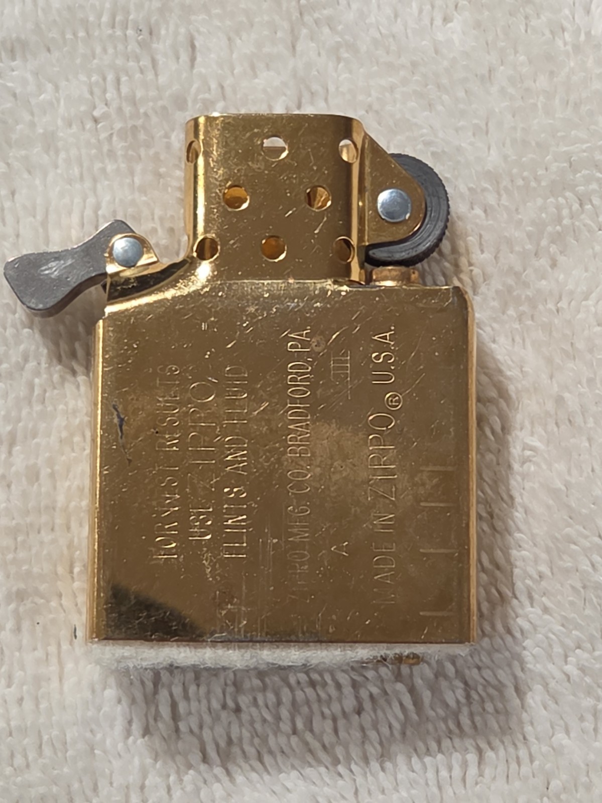 1997 Zippo Lighter Insert Only Regular Size BRASS GOLD Never Fired Or Used