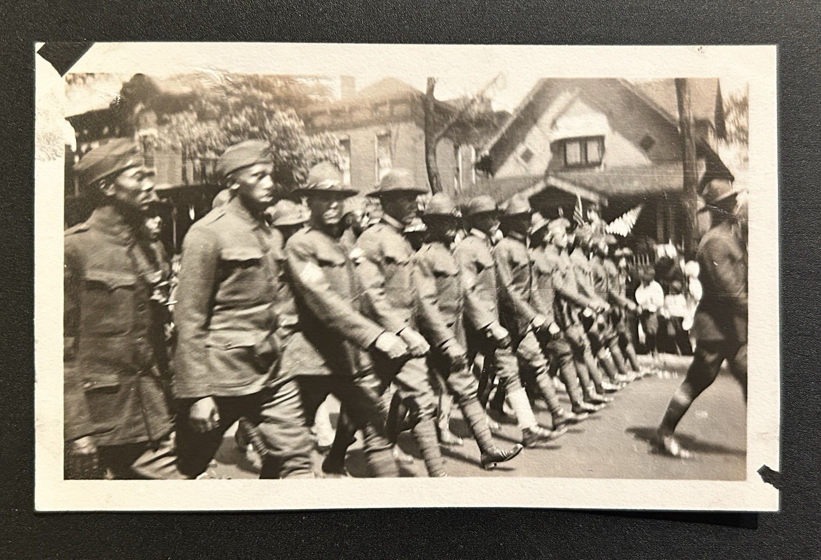 WWI Era Black Soldiers Marching Parade Real Photo Military African American