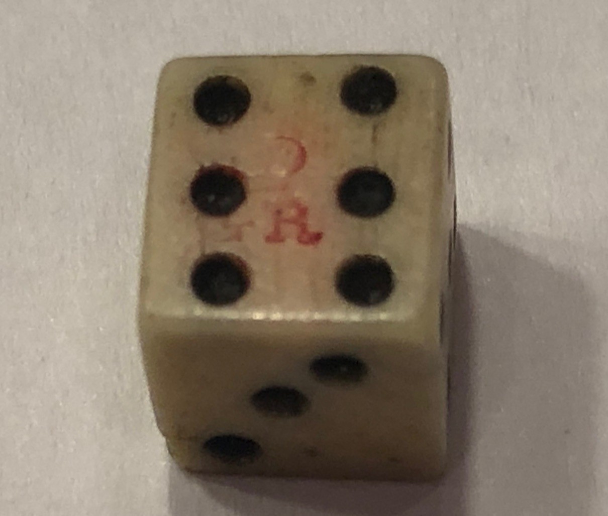 Authentic 1/4+” Rev.War Era Bone (Bovine)  Crown & GR Stamped Dice