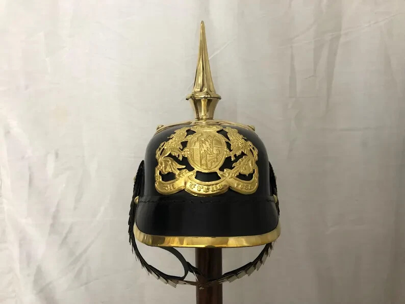 Handmade German Pickelhaube Prussian Leather Helmet Imperial Militaria Cap Gift