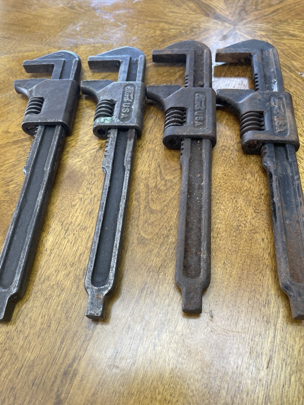 Antique Lot Of 4 Ford Script Wrenches. Moore Drop Forging Co. Spfld Mass. 